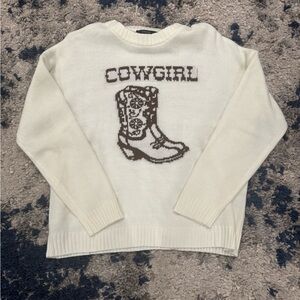 Forever 21 Cream Cowgirl Boot Sweater